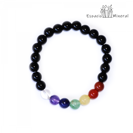 Pulsera 7 Chakras con Obsidiana Negra 8mm