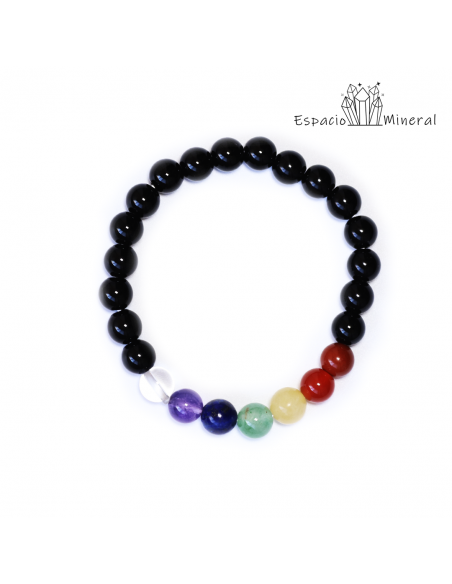 Pulsera 7 Chakras con Obsidiana Negra 8mm