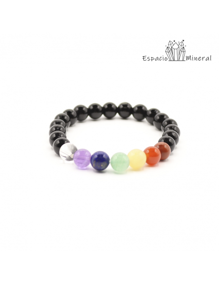 Pulsera 7 Chakras con Obsidiana Negra 8mm