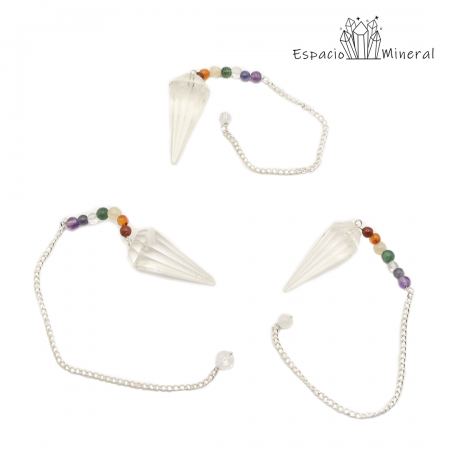 Péndulo Cuarzo 7 Chakras bola