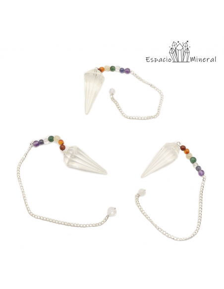 Péndulo Cuarzo 7 Chakras bola