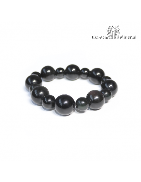Pulsera Obsidiana Arcoíris bola 16mm y 12mm (Mujer)