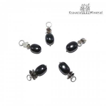 Colgante perla de Shungit con Herkimer