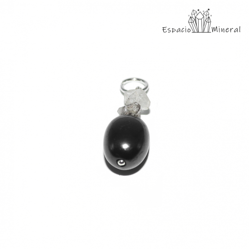 Colgante perla de Shungit con Herkimer 2