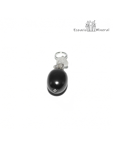 Colgante perla de Shungit con Herkimer
