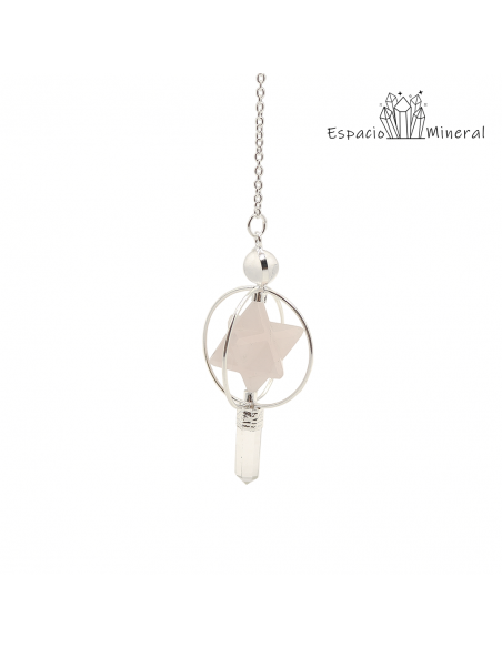 Péndulo Merkaba cuarzo rosa con esfera