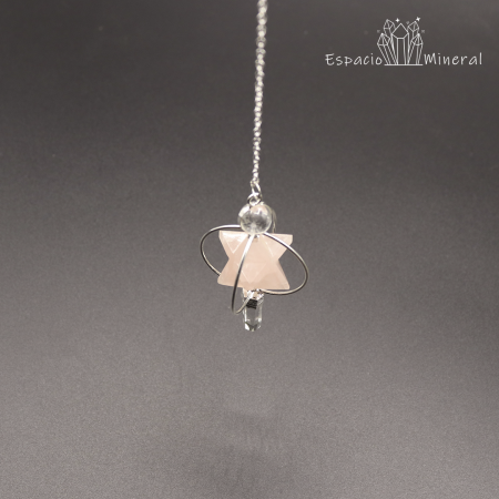 Péndulo Merkaba cuarzo rosa con esfera