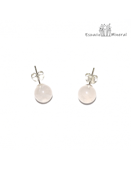 Pendiente de Cuarzo Rosa y Plata de Ley