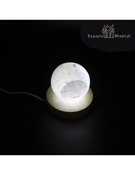 Soporte de madera con Led con USB para minerales