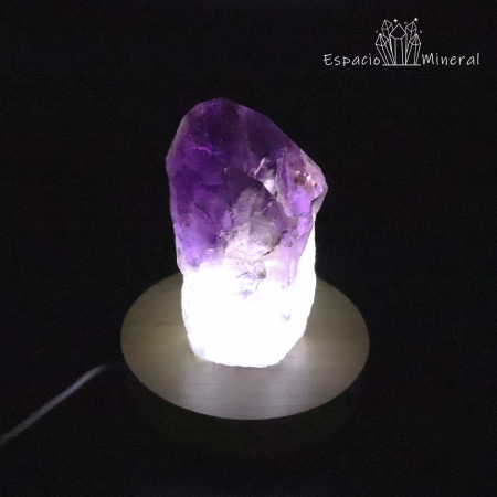 Soporte de madera con Led con USB para minerales