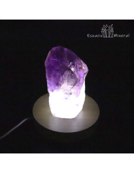Soporte de madera con Led con USB para minerales