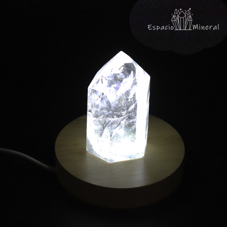 Soporte de madera con Led con USB para minerales
