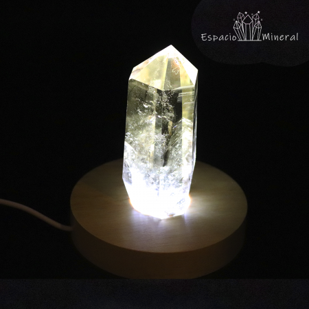 Soporte de madera con Led con USB para minerales