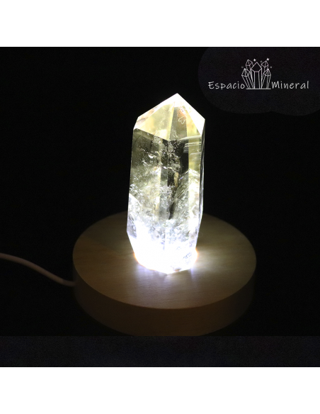Soporte de madera con Led con USB para minerales