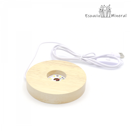 Soporte de madera con Led con USB para minerales