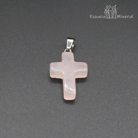 Colgante Cruz Cuarzo rosa