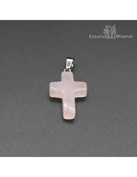Colgante Cruz Cuarzo rosa